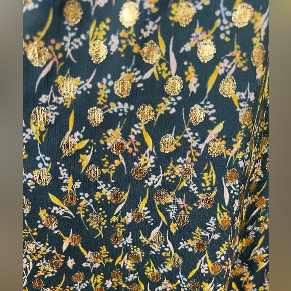 NWT LC Lauren Conrad Smocked Yoke Babydoll Dress, fall & winter colors gold - Picture 7 of 13